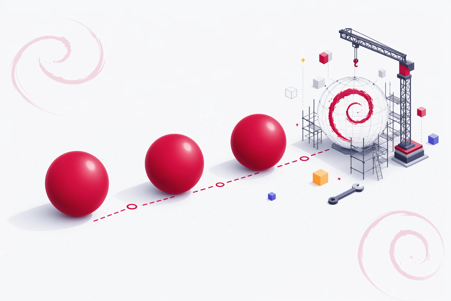 Ilustración de Debian 14 (Forky)